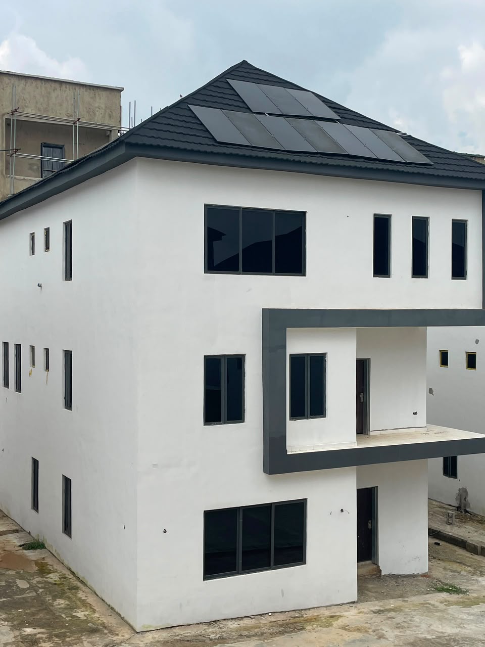 Exterior of a white residential building